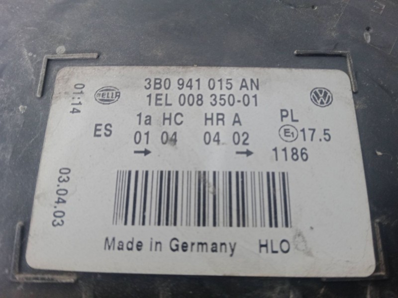 Recambio de faro izquierdo para volkswagen passat berlina (3b3) 1.9 tdi referencia OEM IAM 3B0941015AN 00-05 HALOGENO