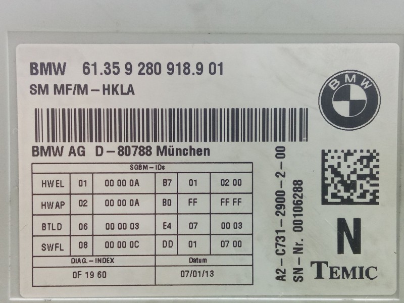 Recambio de modulo electronico para bmw 6 gran coupe (f06) 640 d referencia OEM IAM 9280918901  