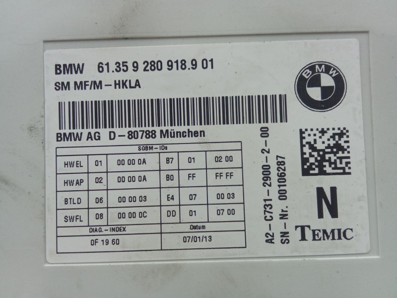 Recambio de modulo electronico para bmw 6 gran coupe (f06) 640 d referencia OEM IAM 9280918901  