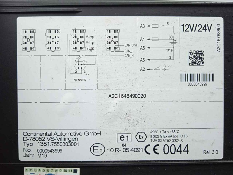Recambio de tacografo para volvo fl xxx 7.2 diesel referencia OEM IAM A2C16768800 VDO DIGITAL