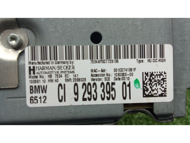 Recambio de sistema audio / radio cd para bmw 6 gran coupe (f06) 640 d referencia OEM IAM 929339501  