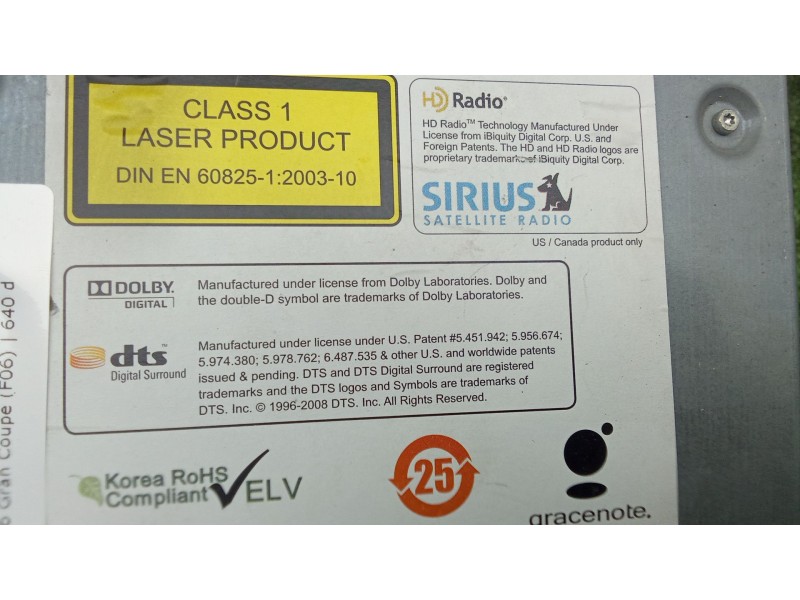 Recambio de sistema audio / radio cd para bmw 6 gran coupe (f06) 640 d referencia OEM IAM 929339501  