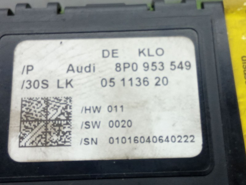 Recambio de modulo electronico para audi a3 (8p1) 1.6 fsi referencia OEM IAM 8P0953549 8.CONECTORES 