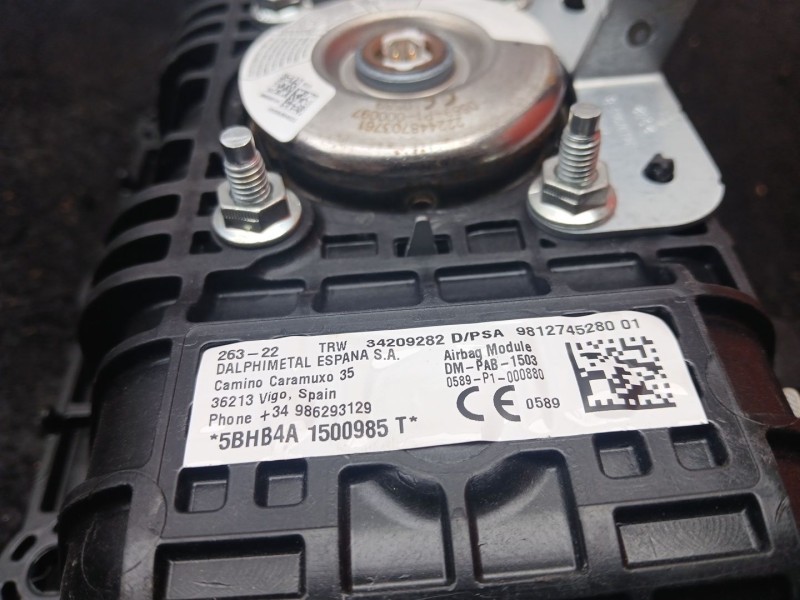 Recambio de airbag delantero derecho para citroën c3 iii (sx) 1.2 puretech 82 referencia OEM IAM 9812745280  