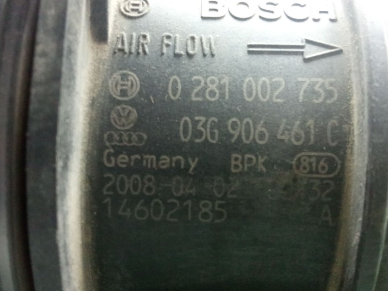 Recambio de caudalimetro para volkswagen passat b6 (3c2) 2.0 tdi 16v referencia OEM IAM 0281002735 5.PINES BOSCH