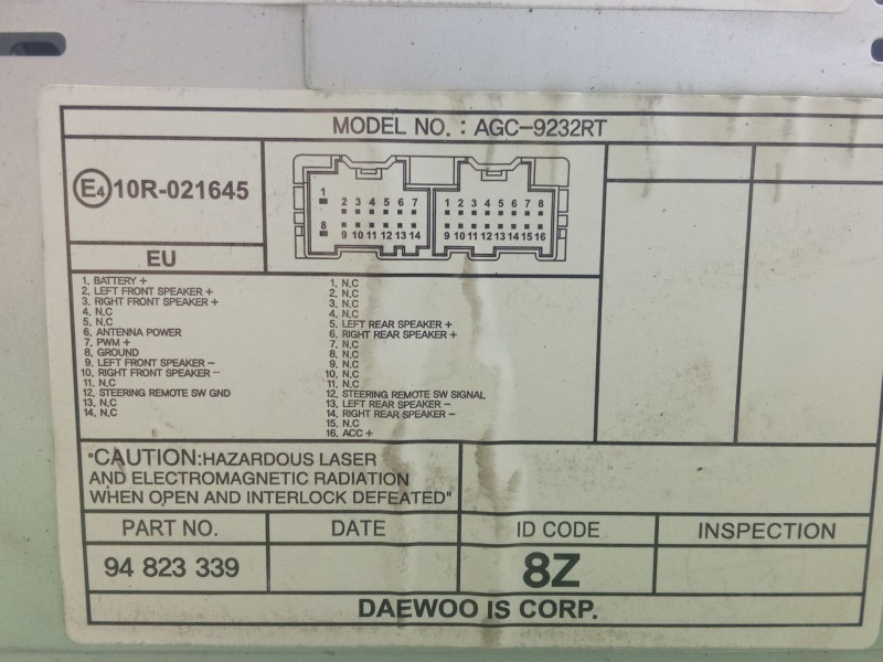 Recambio de sistema audio / radio cd para chevrolet aveo / kalos hatchback (t250, t255) 1.4 referencia OEM IAM 94823339  