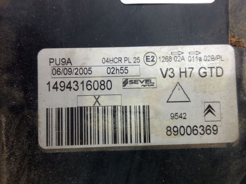 Recambio de faro izquierdo para citroën c8 (ea_, eb_) 2.2 hdi referencia OEM IAM 89006369 - 1494316080 HALOGENO 