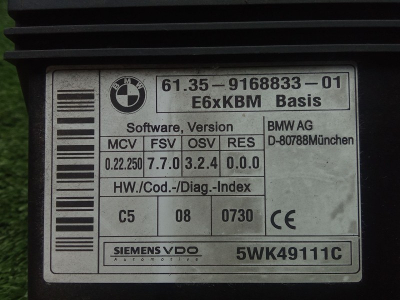 Recambio de centralita check control para bmw 5 (e60) 520 d referencia OEM IAM 6135916883301 - 5WK49111C  SIEMENS VDO