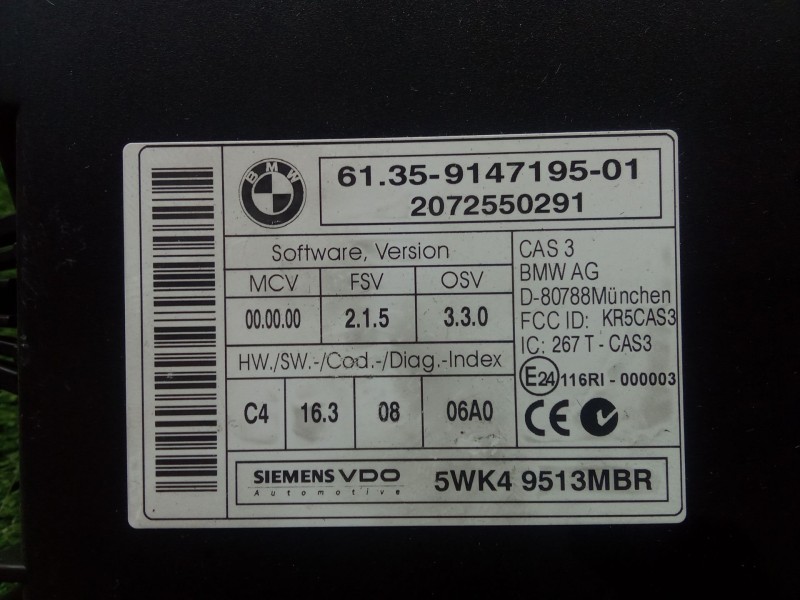 Recambio de centralita check control para bmw 5 (e60) 520 d referencia OEM IAM 6135914719501 - 5WK49513MBR  SIEMENS VDO