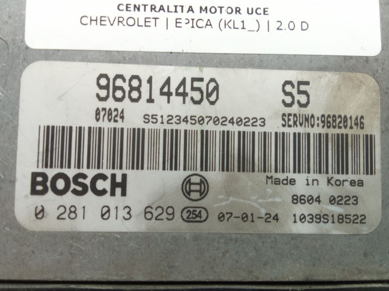 Recambio de centralita motor uce para chevrolet epica (kl1_) 2.0 d referencia OEM IAM 96814450 - 0281013629 - 96820146  