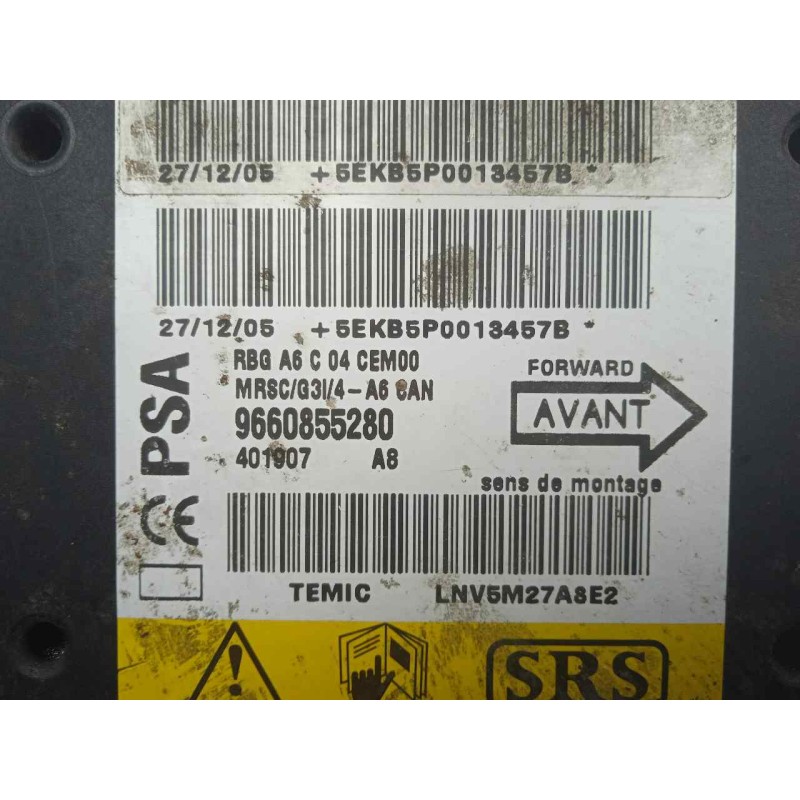 Recambio de centralita airbag para citroën c2 1.4 hdi referencia OEM IAM 9660855280-401907A8 TEMIC 