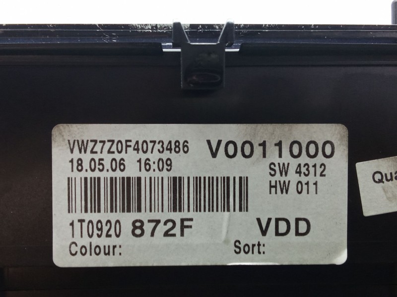 Recambio de cuadro instrumentos para volkswagen touran (1t1, 1t2) 2.0 tdi referencia OEM IAM 1T0920872F - V0011000 - A2C53023102