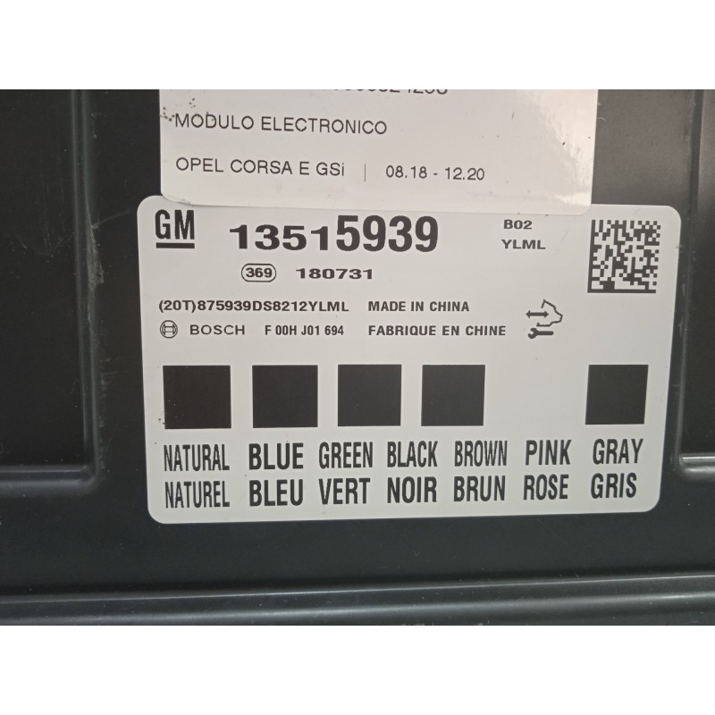 Recambio de modulo electronico para opel corsa e gsi referencia OEM IAM 13515939-F00HJ01694  