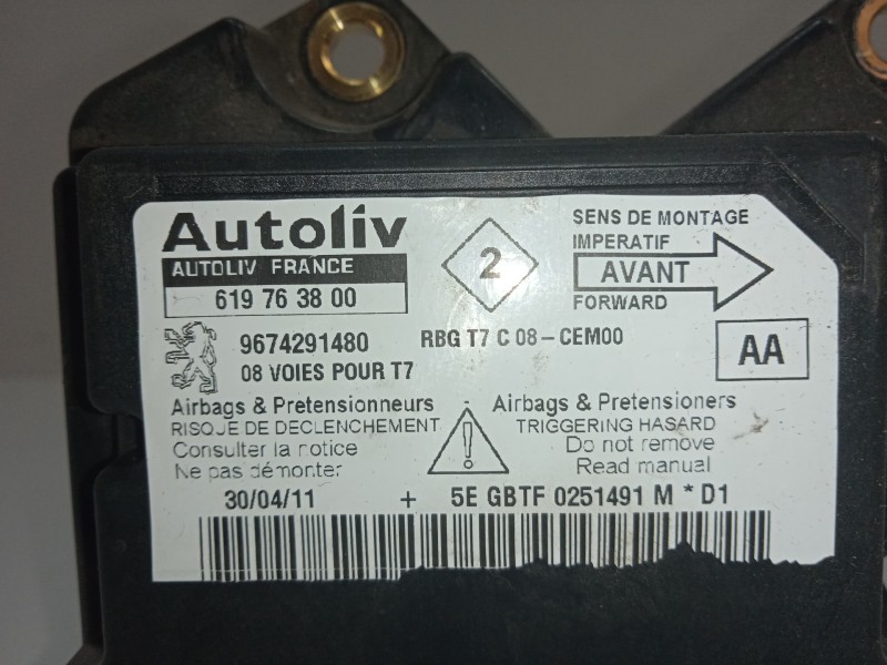 Recambio de centralita airbag para peugeot 308 1.6 hdi fap referencia OEM IAM 9674291480-619763800 AUTOLIV 