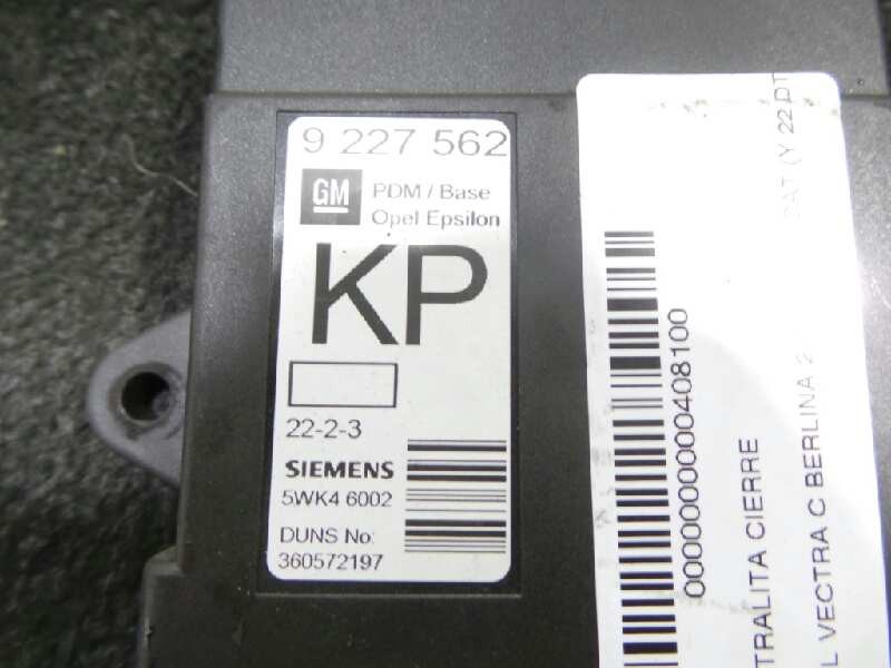 Recambio de centralita cierre para opel vectra c berlina 2.2 16v dti cat (y 22 dtr / l50) referencia OEM IAM 9227562-5WK46002 SI