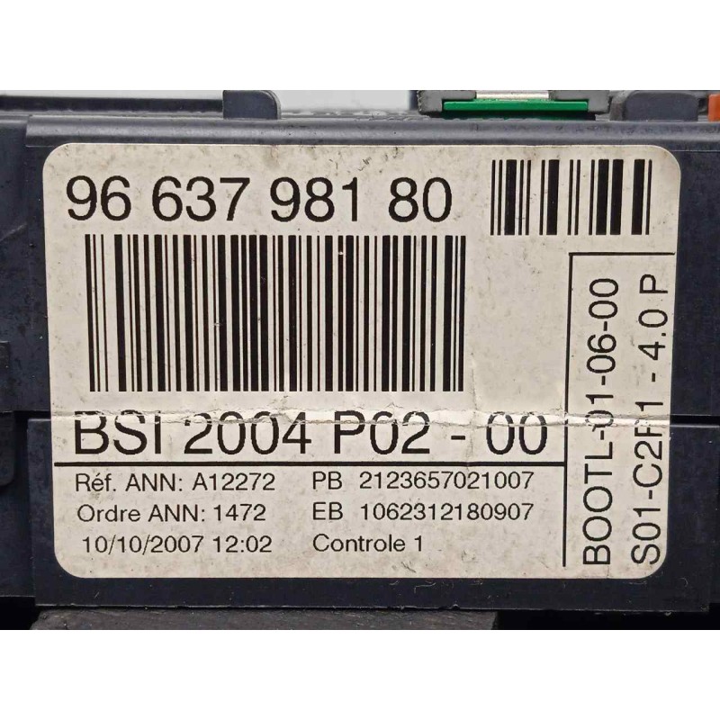 Recambio de centralita check control para peugeot 308 1.6 16v referencia OEM IAM 9663798180-BSI2004P02 BSI2004P02 