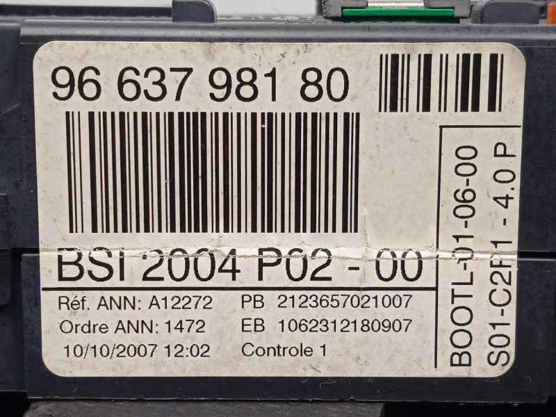 Recambio de centralita check control para peugeot 308 1.6 16v referencia OEM IAM 9663798180-BSI2004P02 BSI2004P02 