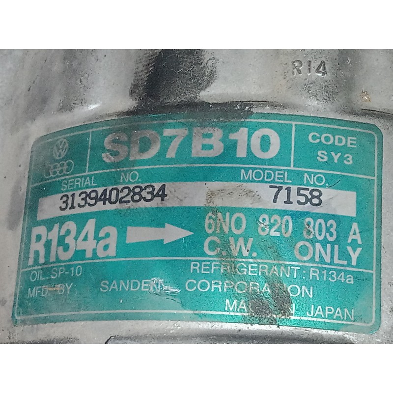 Recambio de compresor aire acondicionado para seat arosa (6h1) 1.4 referencia OEM IAM 7158-6N0820803A SANDEN SD7B10