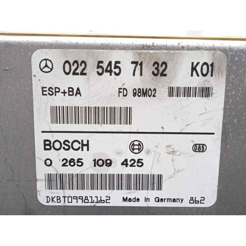 Recambio de centralita esp para mercedes-benz clase a (w168) 1.6 cat referencia OEM IAM 0265109425-0225457132 BOSCH 