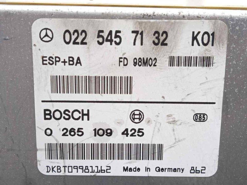 Recambio de centralita esp para mercedes-benz clase a (w168) 1.6 cat referencia OEM IAM 0265109425-0225457132 BOSCH 