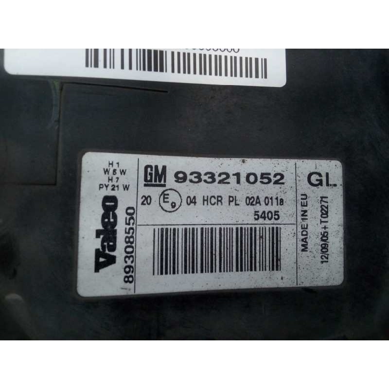 Recambio de faro izquierdo para opel meriva 1.6 16v referencia OEM IAM 93321052 MERIVA.A 