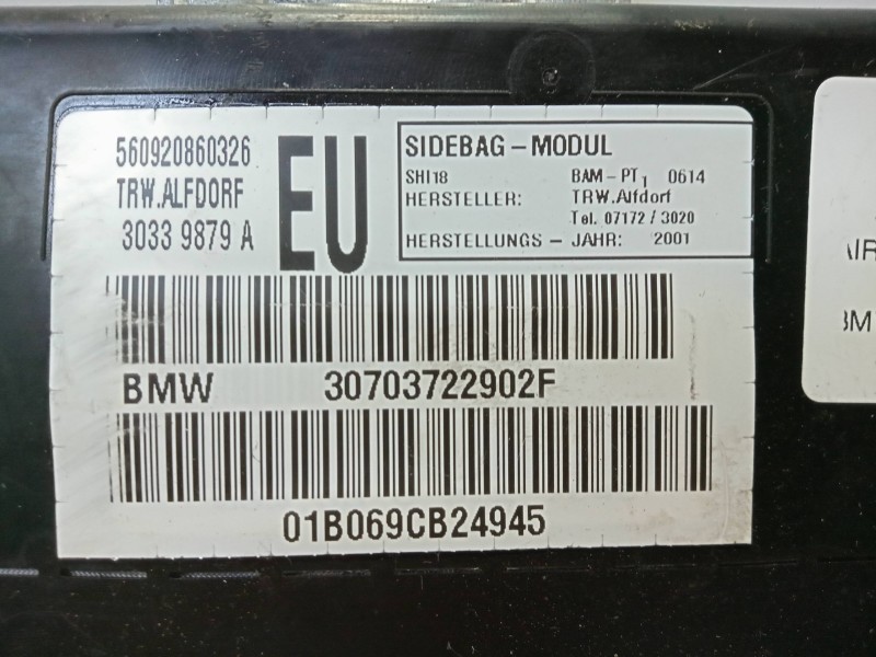 Recambio de airbag lateral delantero izquierdo para bmw serie 3 berlina (e46) 325xi referencia OEM IAM 30339879A-30703722902F  