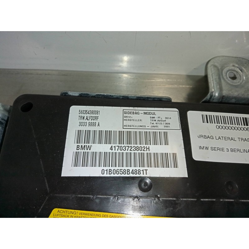 Recambio de airbag lateral trasero derecho para bmw serie 3 berlina (e46) 325xi referencia OEM IAM 30339888A-41703723802H  