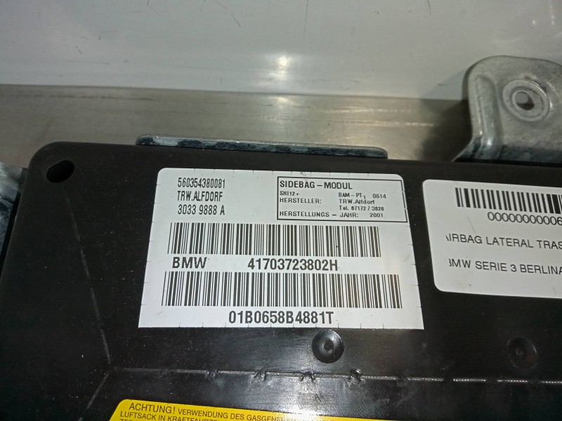 Recambio de airbag lateral trasero derecho para bmw serie 3 berlina (e46) 325xi referencia OEM IAM 30339888A-41703723802H  