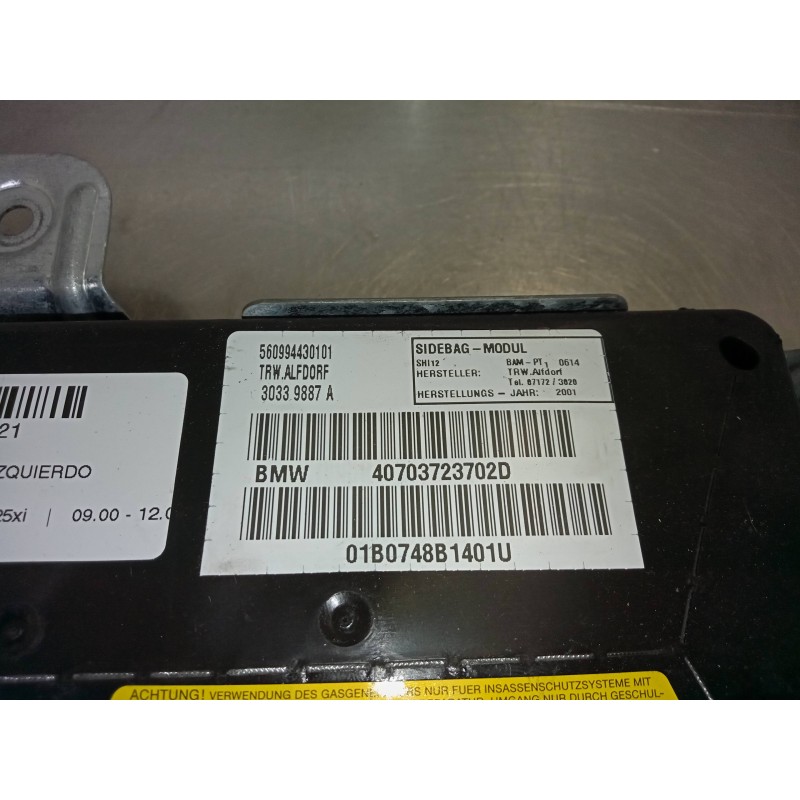 Recambio de airbag lateral trasero izquierdo para bmw serie 3 berlina (e46) 325xi referencia OEM IAM 30339887A-40703723702D  