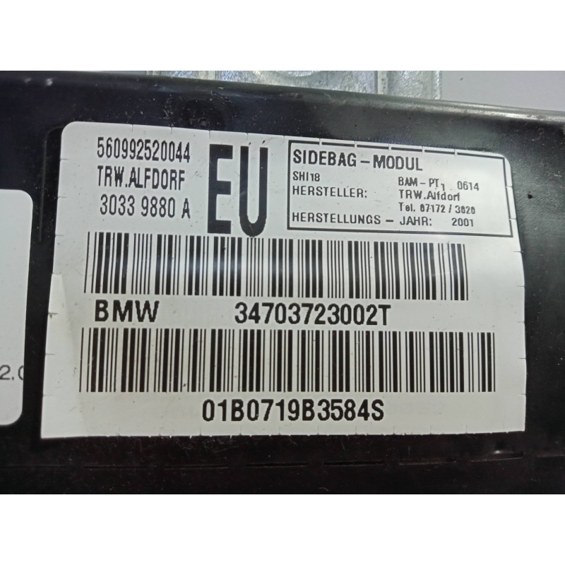 Recambio de airbag lateral delantero derecho para bmw serie 3 berlina (e46) 325xi referencia OEM IAM 30339880A-34703723002T  