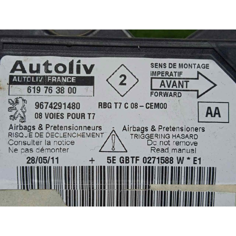 Recambio de centralita airbag para peugeot 308 sw referencia OEM IAM 619763800-9674291480  