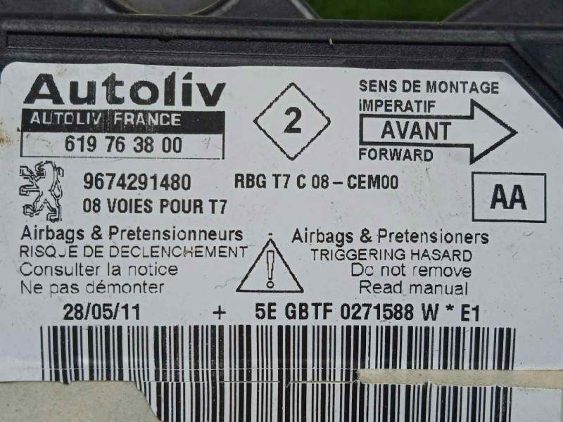 Recambio de centralita airbag para peugeot 308 sw referencia OEM IAM 619763800-9674291480  