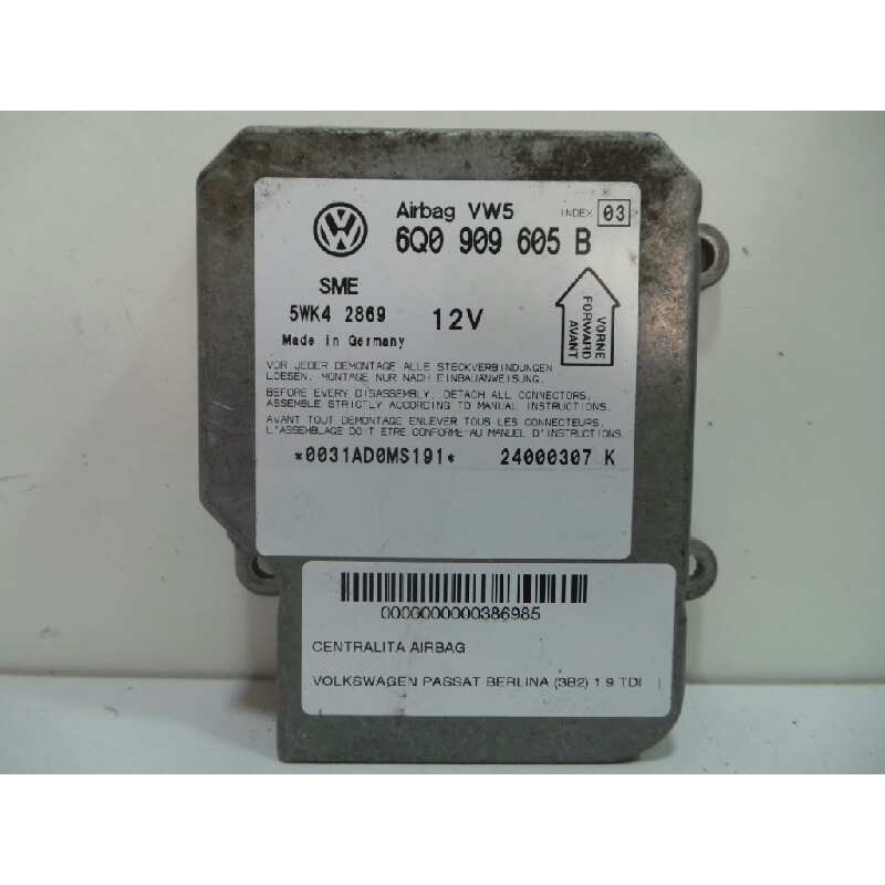 Recambio de centralita airbag para volkswagen passat berlina (3b2) 1.9 tdi referencia OEM IAM 6Q0909605B-5WK42869 SIEMENS 