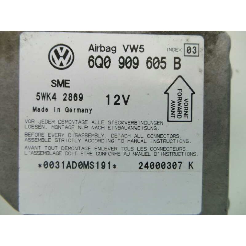 Recambio de centralita airbag para volkswagen passat berlina (3b2) 1.9 tdi referencia OEM IAM 6Q0909605B-5WK42869 SIEMENS 