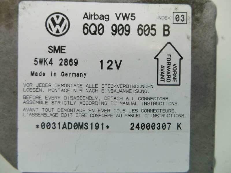 Recambio de centralita airbag para volkswagen passat berlina (3b2) 1.9 tdi referencia OEM IAM 6Q0909605B-5WK42869 SIEMENS 