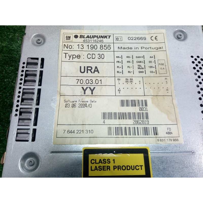 Recambio de sistema audio / radio cd para opel astra h berlina 1.6 16v referencia OEM IAM 13190856-453116246  BLAUPUNKT