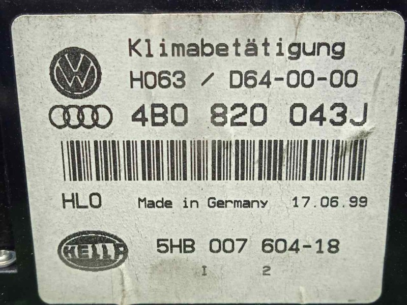 Recambio de mando climatizador para audi a6 berlina (4b2) 2.5 v6 24v tdi referencia OEM IAM 4B0820043J-5HB00760418 CON.ASIENTOS 