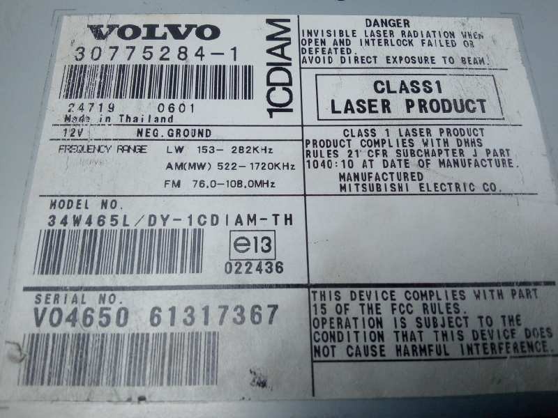 Recambio de sistema audio / radio cd para volvo s40 berlina 2.0 diesel cat referencia OEM IAM 30775284  