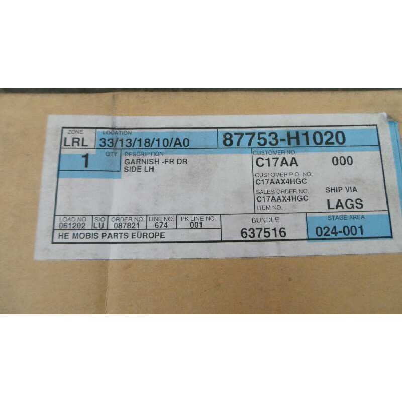 Recambio de moldura para hyundai terracan (hp) referencia OEM IAM 87753H1020  