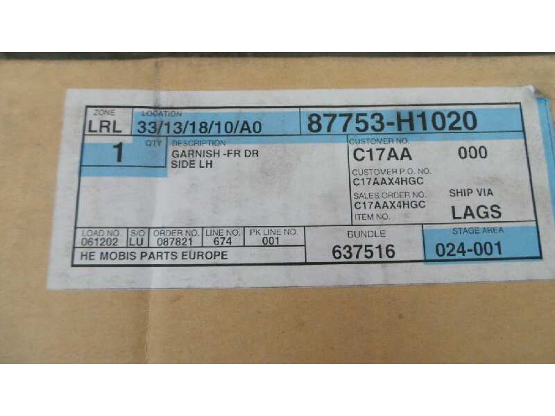 Recambio de moldura para hyundai terracan (hp) referencia OEM IAM 87753H1020  