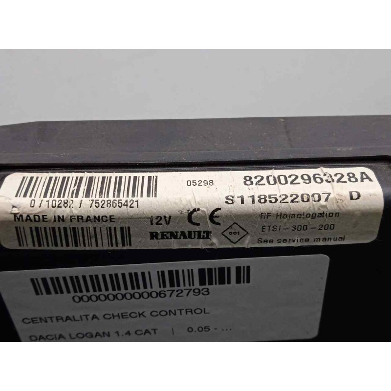 Recambio de centralita check control para dacia logan 1.4 cat referencia OEM IAM S118522007D-820096328A  