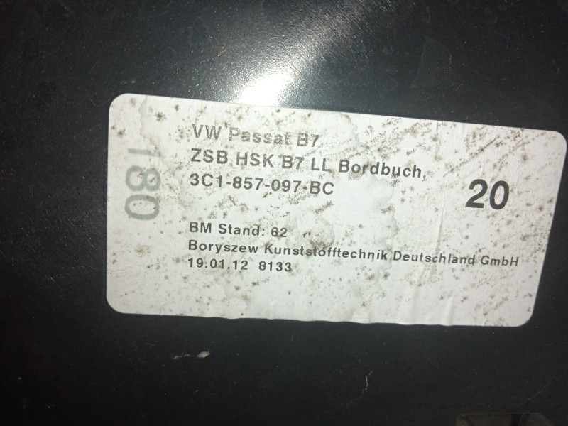 Recambio de guantera para volkswagen passat cc (357) 2.0 tdi referencia OEM IAM 3C1857097BC NEGRO 