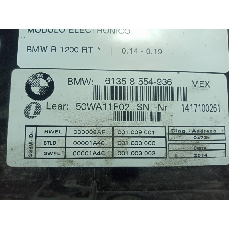Recambio de modulo electronico para bmw r 1200 rt referencia OEM IAM 61358554936 K52 - 14-19 