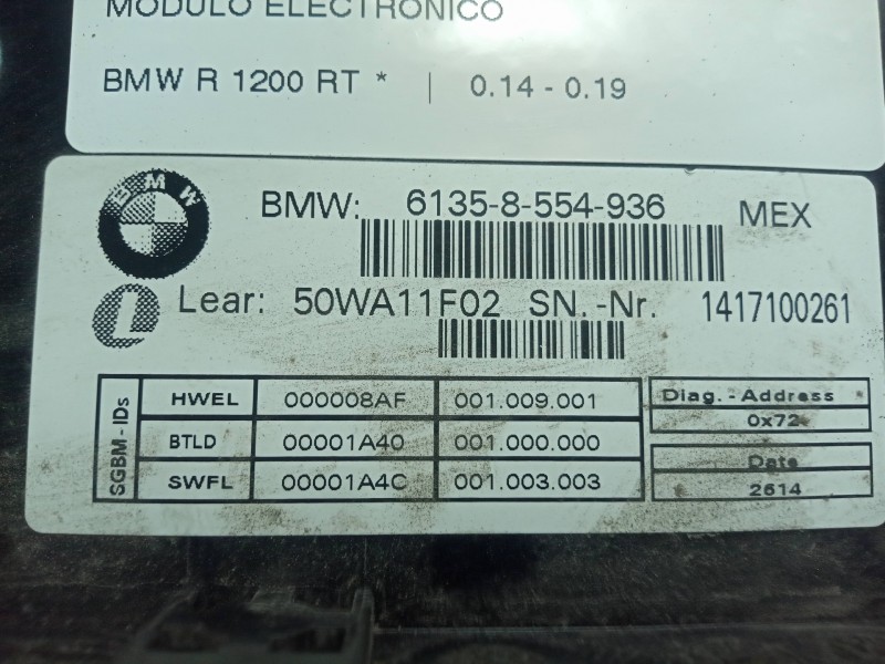 Recambio de modulo electronico para bmw r 1200 rt referencia OEM IAM 61358554936 K52 - 14-19 