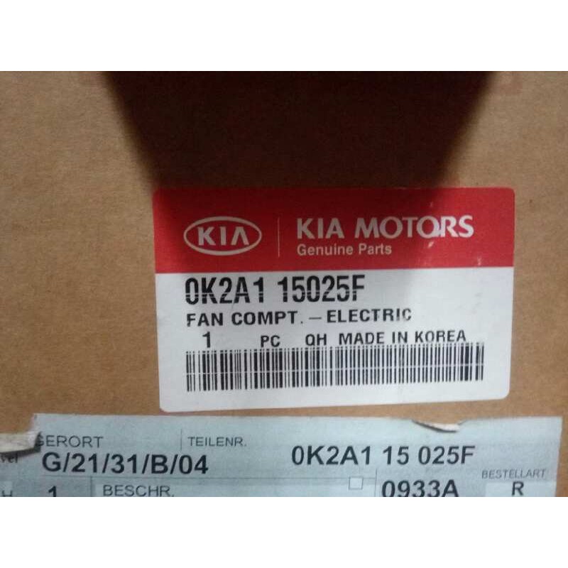 Recambio de electroventilador para kia shuma ii 1.6 cat referencia OEM IAM 0K2A115025F NUEVO 