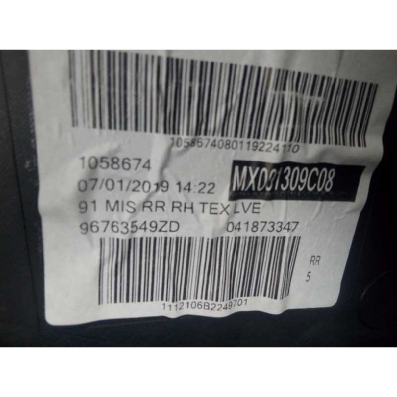 Recambio de guarnecido puerta trasera derecha para peugeot 2008 (--.2013) 1.2 12v vti referencia OEM IAM 96763649ZD  
