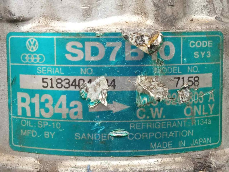 Recambio de compresor aire acondicionado para volkswagen polo berlina (6n1) referencia OEM IAM SD7B107158 SANDEN - 6.CANALES SD7