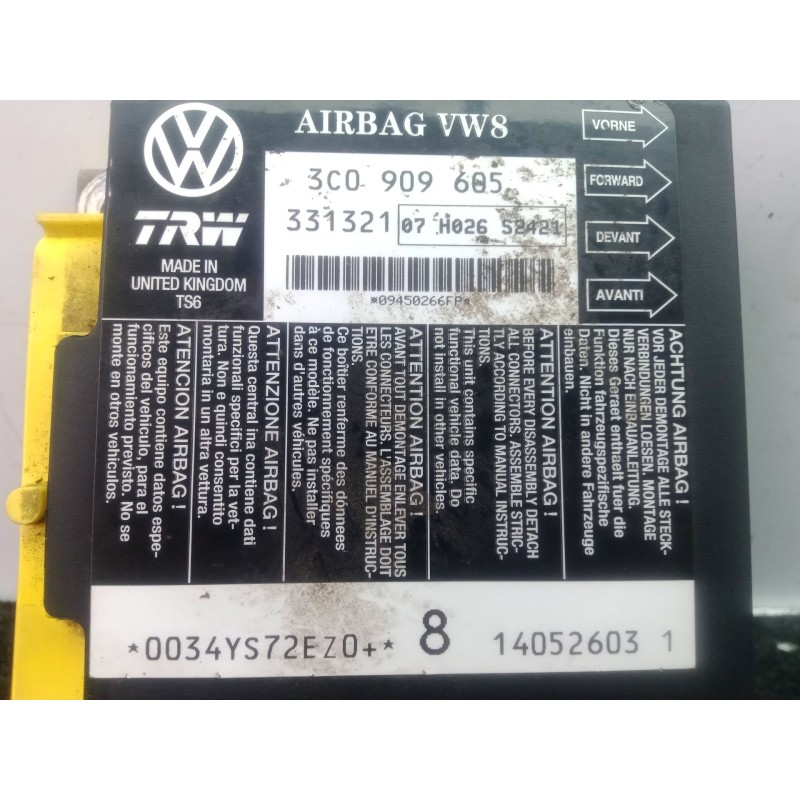 Recambio de centralita airbag para seat leon (1p1) 2.0 tdi referencia OEM IAM 3C0909605  