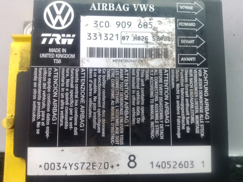 Recambio de centralita airbag para seat leon (1p1) 2.0 tdi referencia OEM IAM 3C0909605  