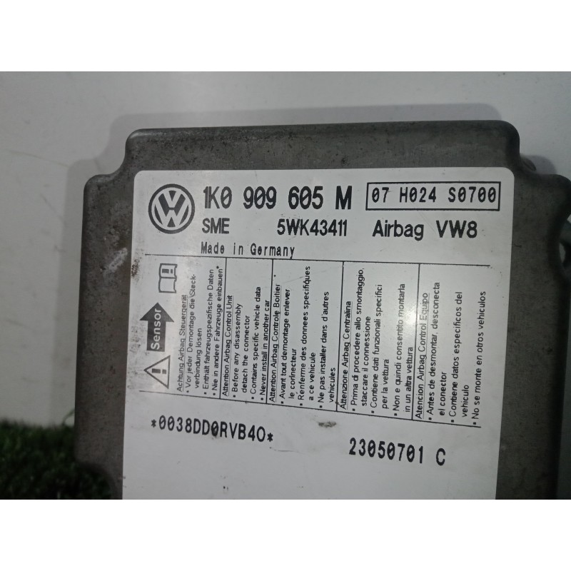 Recambio de centralita airbag para skoda octavia berlina (1z3) 1.9 tdi referencia OEM IAM 1K0909605M-5WK43411  